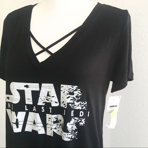 NWT STAR WARS Crisscross T shirt Top Black size M
